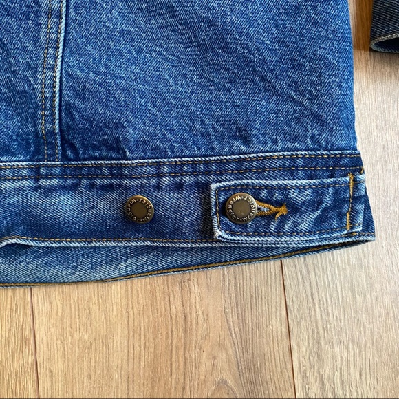 Wrangler Denim Lined Trucker Jacket XL Button Front  Whiskering Flannel Lined - Picture 8 of 12